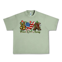 Oil Green Peace Love Army Christmas 4th of july Urban Heavy Tee - HowdyJamesFarm