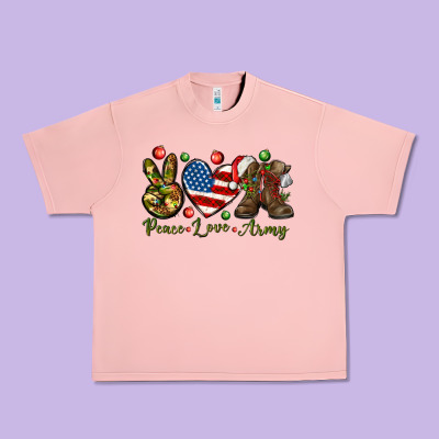Peace Love Army Christmas 4th Of July Urban Heavy Tee Designed By Howdyjamesfarm