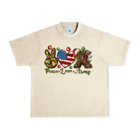Sandshell Peace Love Army Christmas 4th of july Urban Heavy Tee - HowdyJamesFarm