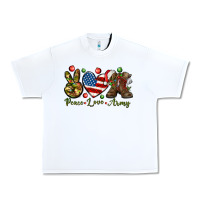 White Peace Love Army Christmas 4th of july Urban Heavy Tee - HowdyJamesFarm
