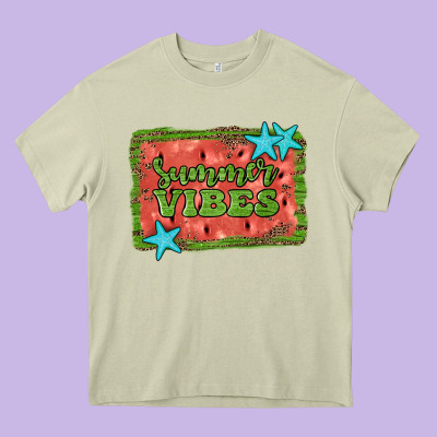 Summer Vibes Watermelon Heavy Core Tee Designed By Jahusdesignshop