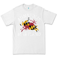 White Annapolis Maryland Crab State Flag Home Travel Vintage Premium Tee - longCreatives