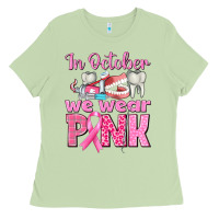Matcha In October We Wear Pink Breast Cancer Awareness Ladies Tee - texasbilliewilder