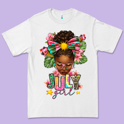 July Girl Afro Woman Summer Premium Tee Designed By Texasbilliewilder