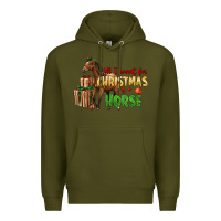 Army Green All I Want For Christmas Is A Horse Premium Hoodie - LillyAllenDesigns