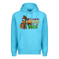 Ocean Blue All I Want For Christmas Is A Horse Premium Hoodie - LillyAllenDesigns