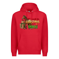 Red All I Want For Christmas Is A Horse Premium Hoodie - LillyAllenDesigns