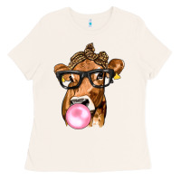 Bone Cow Lick with Leopard Bandana Ladies Tee - texasbilliewilder