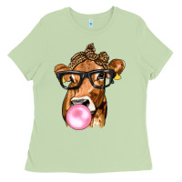 Matcha Cow Lick with Leopard Bandana Ladies Tee - texasbilliewilder