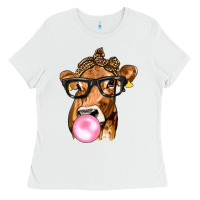 Cow Lick With Leopard Bandana Ladies Tee | Teevron