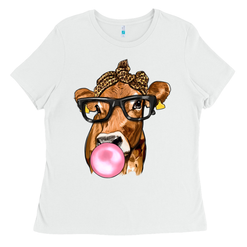Cow Lick With Leopard Bandana Ladies Tee by texasbilliewilder | Teevron