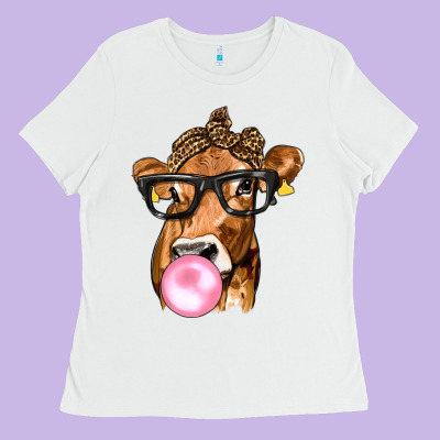 Cow Lick With Leopard Bandana Ladies Tee Designed By Texasbilliewilder