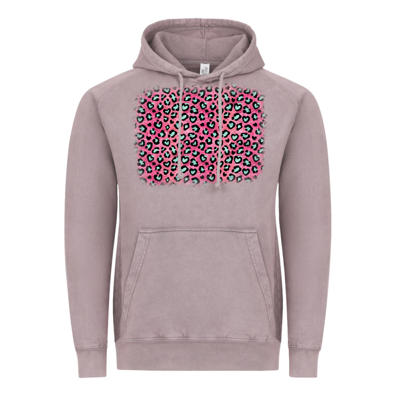 Pink Glitter Leopard With Heart Background Vintage Hoodie by OliviaCreatesArt | Teevron