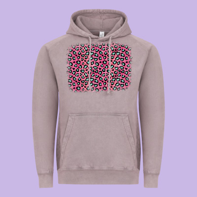 Pink Glitter Leopard With Heart Background Vintage Hoodie Designed By Oliviacreatesart