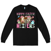 Black Happy Easter Heifers Long Sleeve Tee - OliviaCreatesArt
