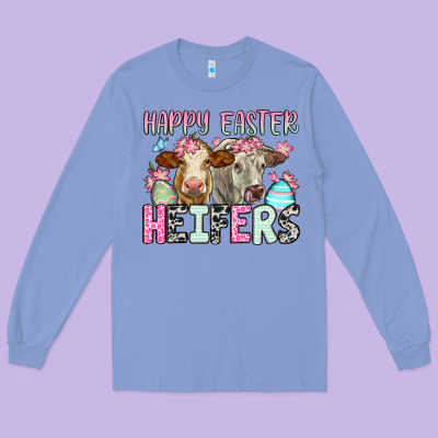 Happy Easter Heifers Long Sleeve Tee Designed By Oliviacreatesart
