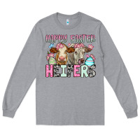 Heather Grey Happy Easter Heifers Long Sleeve Tee - OliviaCreatesArt