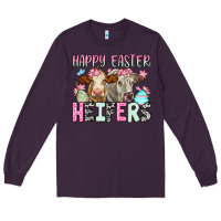Plum Happy Easter Heifers Long Sleeve Tee - OliviaCreatesArt