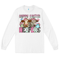 White Happy Easter Heifers Long Sleeve Tee - OliviaCreatesArt