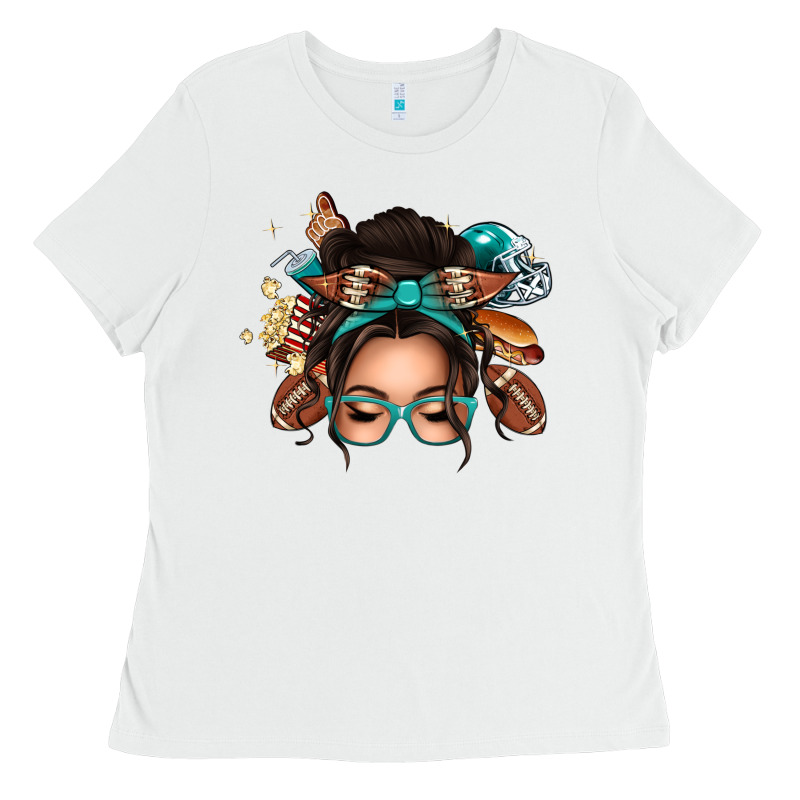 American Football Messy Bun Ladies Tee by texasbilliewilder | Teevron