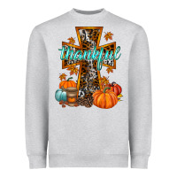 Heather Grey thankful cross Heavyweight Sweatshirt - RacoonDesign
