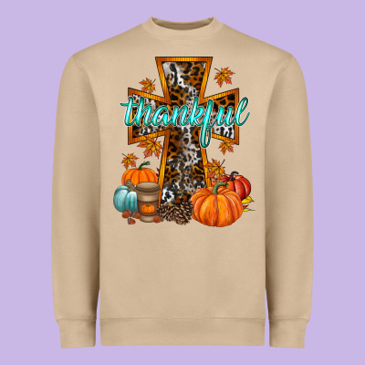 Thankful Cross Heavyweight Sweatshirt Designed By Racoondesign