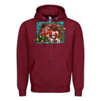 Farm Life Tractor Cow Pig Rooster Zipper Hoodie | Teevron