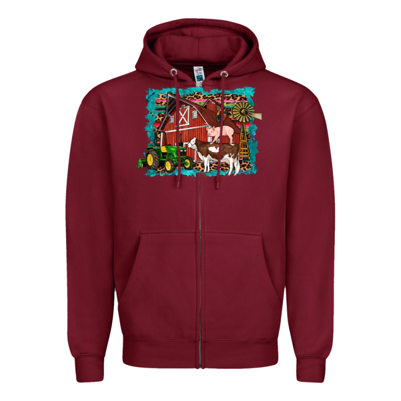 Farm Life Tractor Cow Pig Rooster Zipper Hoodie by Artiststas | Teevron