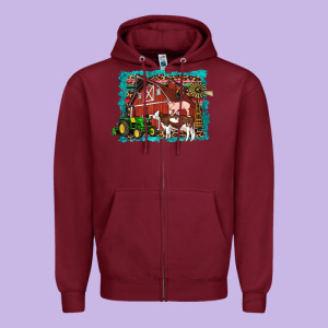 Farm Life Tractor Cow Pig Rooster Zipper Hoodie Designed By Artiststas