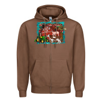Chestnut farm life tractor cow pig rooster Zipper Hoodie - Artiststas