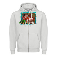 Dove Grey farm life tractor cow pig rooster Zipper Hoodie - Artiststas
