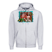 Heather Grey farm life tractor cow pig rooster Zipper Hoodie - Artiststas