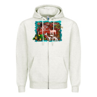Oatmeal Heather farm life tractor cow pig rooster Zipper Hoodie - Artiststas
