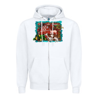 White farm life tractor cow pig rooster Zipper Hoodie - Artiststas