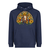 Navy Western Leopard Sunflower Goat Rainbow Heavyweight Hoodie - BarkalooDesign
