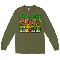 Army Green St. Patrick's little miss pot of gold Long Sleeve Tee - OliviaCreatesArt