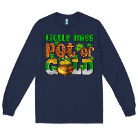 Navy St. Patrick's little miss pot of gold Long Sleeve Tee - OliviaCreatesArt