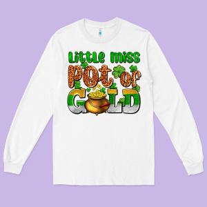 St. Patrick's Little Miss Pot Of Gold Long Sleeve Tee Designed By Oliviacreatesart