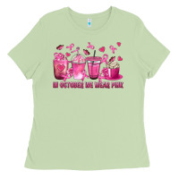 Matcha In October We Wear Pink with Breast Cancer Coffee Ladies Tee - texasbilliewilder