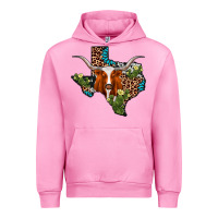 Fuchsia Pink longhorn texas map Urban Hoodie - AdoDesignShop