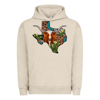 Pigment French Oak longhorn texas map Urban Hoodie - AdoDesignShop