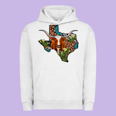 Longhorn Texas Map Urban Hoodie Designed By Adodesignshop