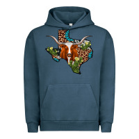 Pigment Midnight Navy longhorn texas map Urban Hoodie - AdoDesignShop