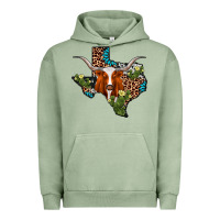 Pigment Oil Green longhorn texas map Urban Hoodie - AdoDesignShop