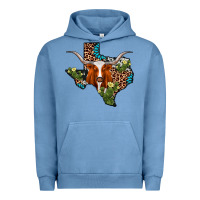 Pigment Pebble Blue longhorn texas map Urban Hoodie - AdoDesignShop