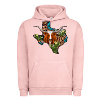 Pigment Salmon longhorn texas map Urban Hoodie - AdoDesignShop