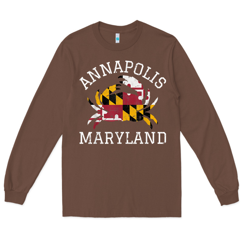 Annapolis Maryland Crab State Flag Home Travel Vintage Long Sleeve Tee by longCreatives | Teevron