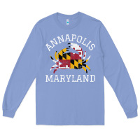 Colony Blue Annapolis Maryland Crab State Flag Home Travel Vintage Long Sleeve Tee - longCreatives