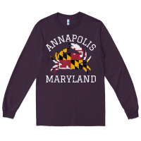 Plum Annapolis Maryland Crab State Flag Home Travel Vintage Long Sleeve Tee - longCreatives
