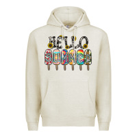 Oatmeal Heather name vibrant summer greeting with popsicles Premium Hoodie - CowhideDigitalArt